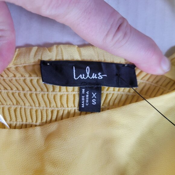 Lulus Summer Invite Yellow Tie-Strap Tiered Midi Dress Size S - Picture 3 of 4